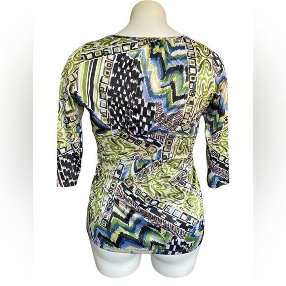 TARA RYAN SMOCK Large Green Black Blue Print Elastic belt style waist - Picture 4 of 7